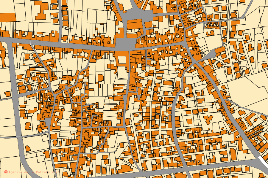 Mappa catastale del centro di Baiano: particelle e fabbricati, cartografia Agenzia delle Entrate