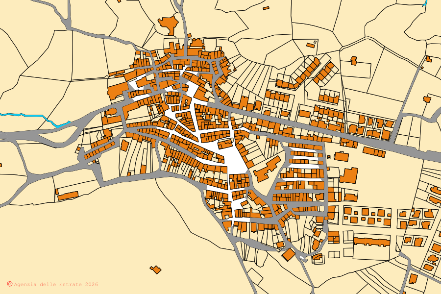 Mappa catastale del centro di Banari: particelle e fabbricati, cartografia Agenzia delle Entrate