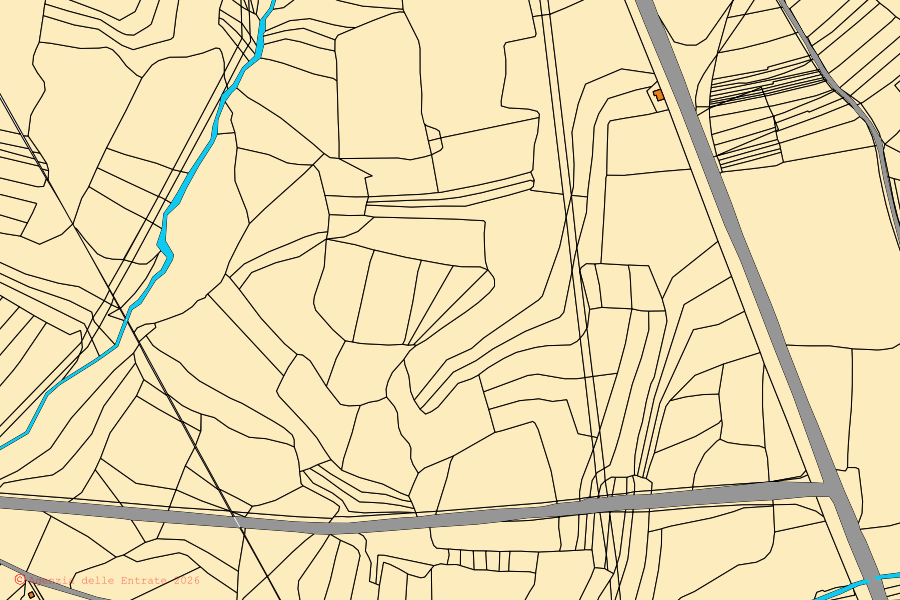 Mappa catastale del centro di Baradili: particelle e fabbricati, cartografia Agenzia delle Entrate