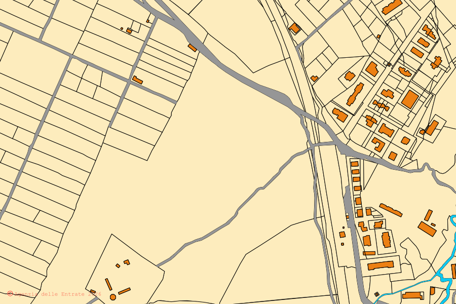 Mappa catastale del centro di Barbarano Romano: particelle e fabbricati, cartografia Agenzia delle Entrate