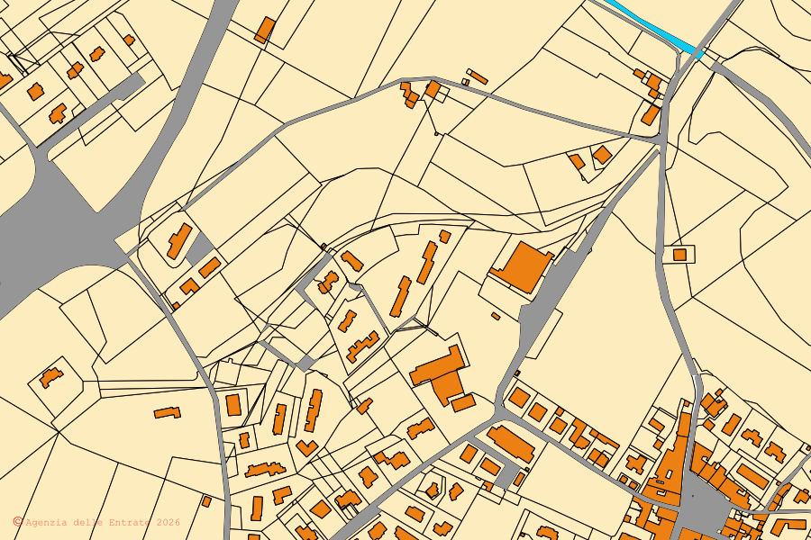 Mappa catastale del centro di Barberino di Mugello: particelle e fabbricati, cartografia Agenzia delle Entrate