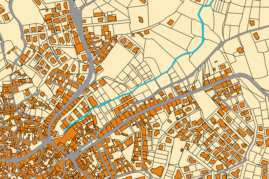 Mappa catastale del centro di Bari Sardo: particelle e fabbricati, cartografia Agenzia delle Entrate