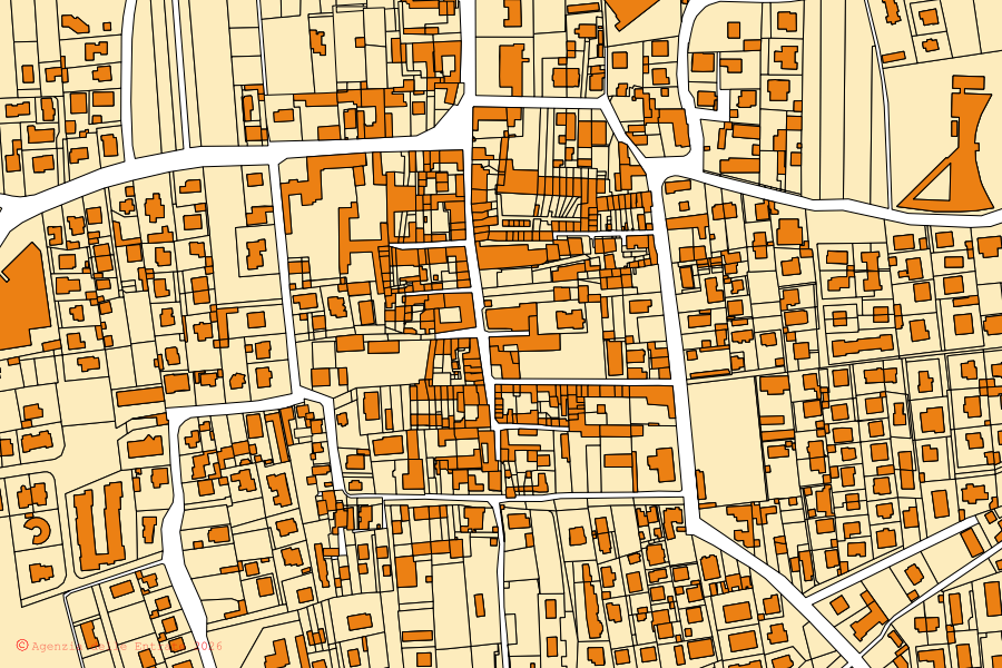 Mappa catastale del centro di Bariano: particelle e fabbricati, cartografia Agenzia delle Entrate