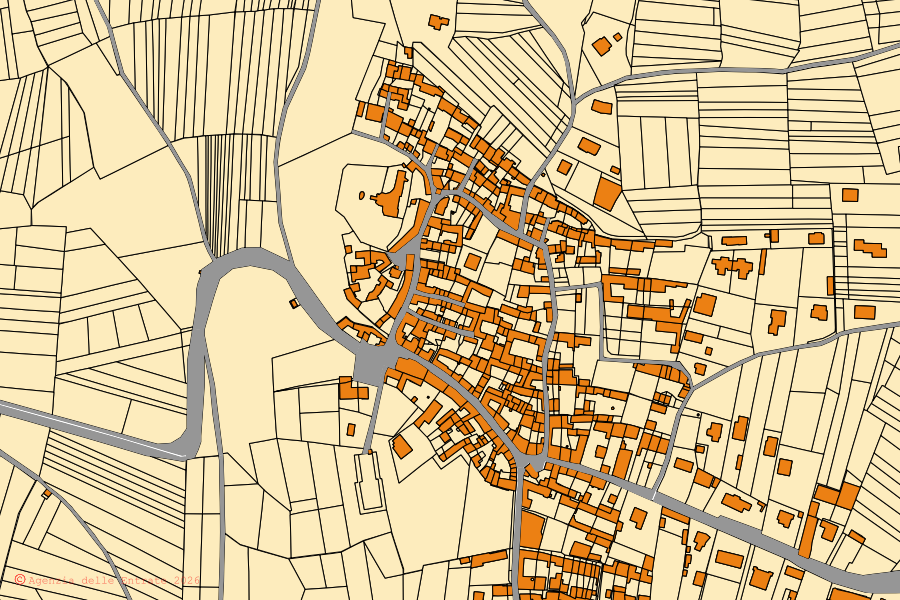Mappa catastale del centro di Barone Canavese: particelle e fabbricati, cartografia Agenzia delle Entrate