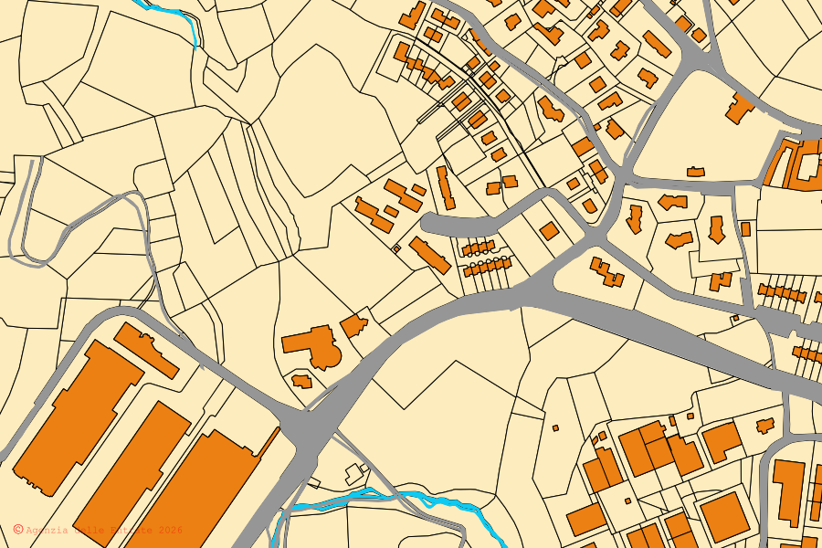 Mappa catastale del centro di Barzago: particelle e fabbricati, cartografia Agenzia delle Entrate