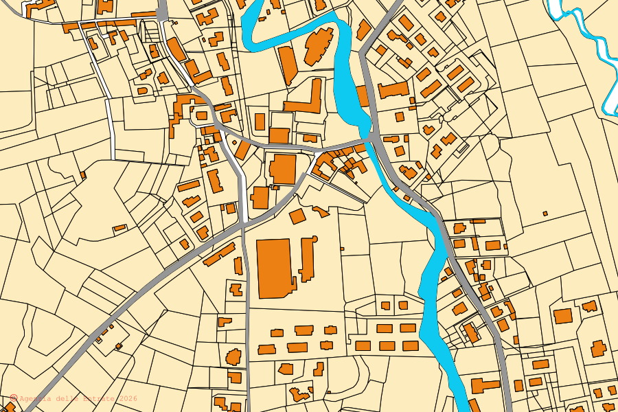 Mappa catastale del centro di Barzana: particelle e fabbricati, cartografia Agenzia delle Entrate