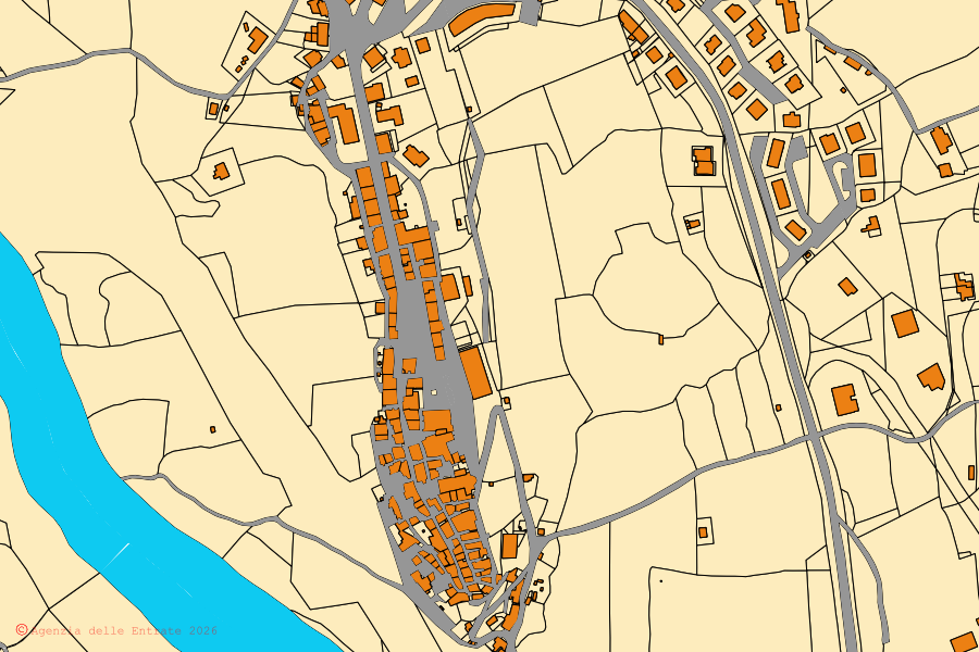 Mappa catastale del centro di Baschi: particelle e fabbricati, cartografia Agenzia delle Entrate