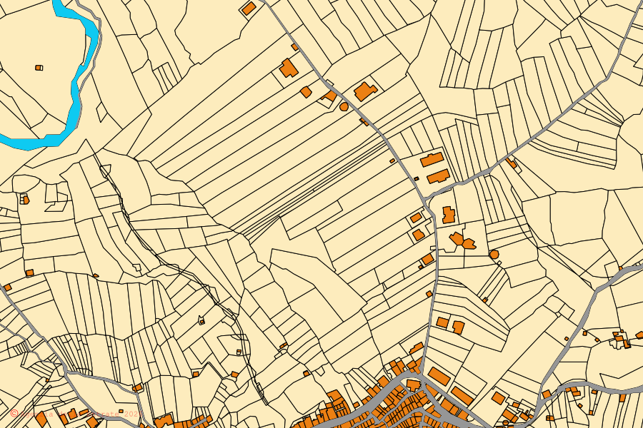Mappa catastale del centro di Basicò: particelle e fabbricati, cartografia Agenzia delle Entrate