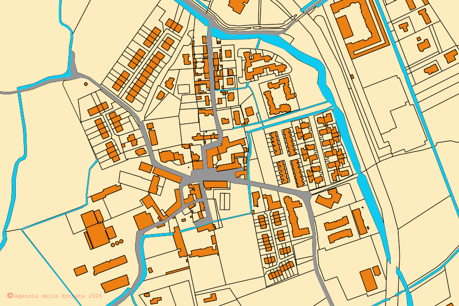 Mappa catastale del centro di Basiglio: particelle e fabbricati, cartografia Agenzia delle Entrate