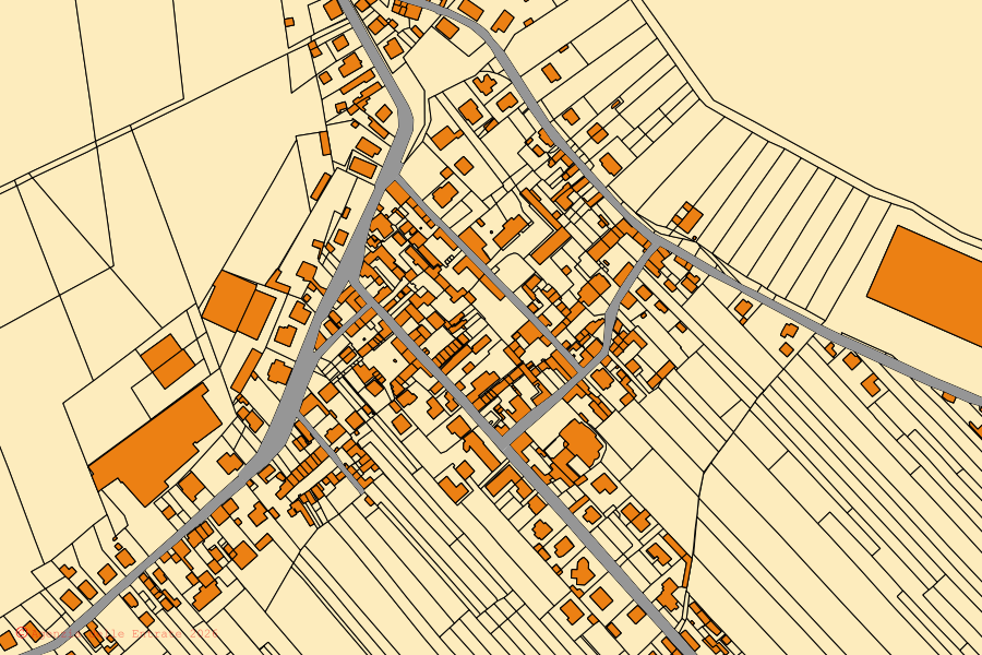 Mappa catastale del centro di Bastida Pancarana: particelle e fabbricati, cartografia Agenzia delle Entrate