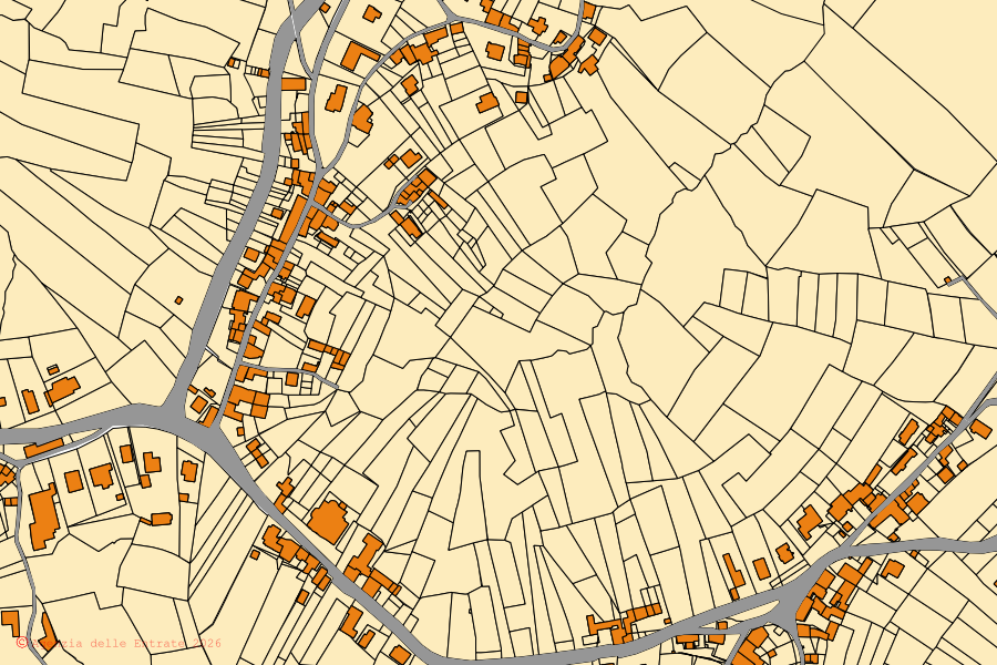 Mappa catastale del centro di Battifollo: particelle e fabbricati, cartografia Agenzia delle Entrate