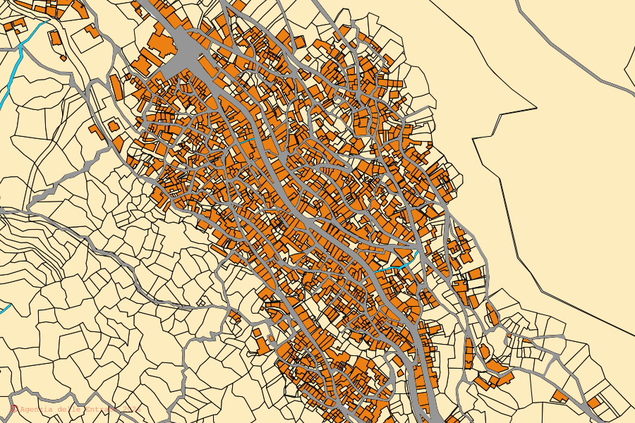 Mappa catastale del centro di Baunei: particelle e fabbricati, cartografia Agenzia delle Entrate
