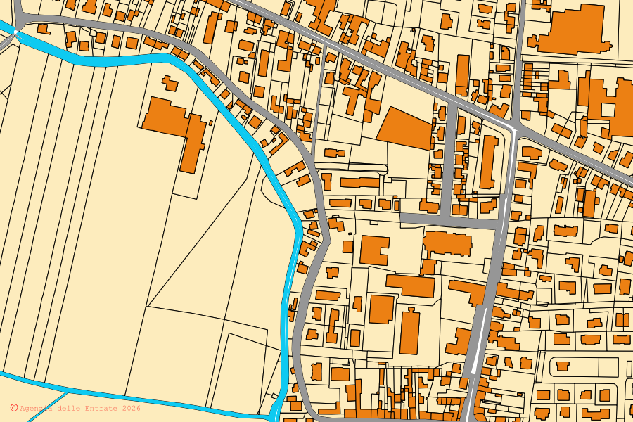 Mappa catastale del centro di Belfiore: particelle e fabbricati, cartografia Agenzia delle Entrate