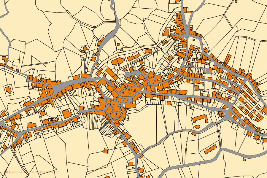 Mappa catastale del centro di Bellosguardo: particelle e fabbricati, cartografia Agenzia delle Entrate