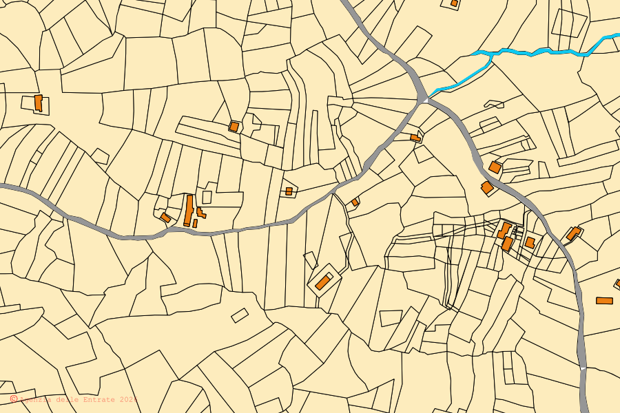 Mappa catastale del centro di Belmonte del Sannio: particelle e fabbricati, cartografia Agenzia delle Entrate