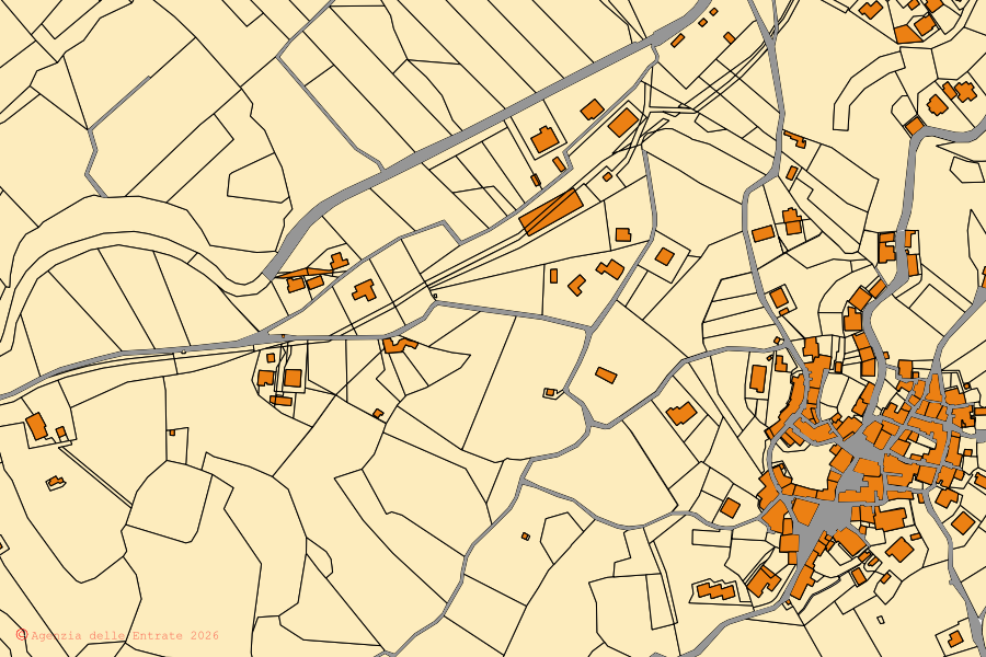 Mappa catastale del centro di Belsito: particelle e fabbricati, cartografia Agenzia delle Entrate