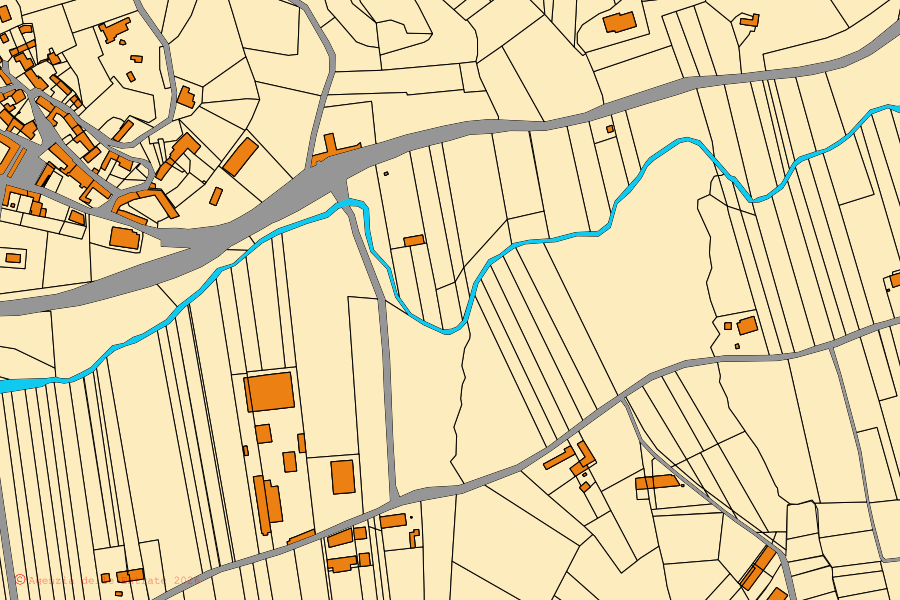 Mappa catastale del centro di Belveglio: particelle e fabbricati, cartografia Agenzia delle Entrate