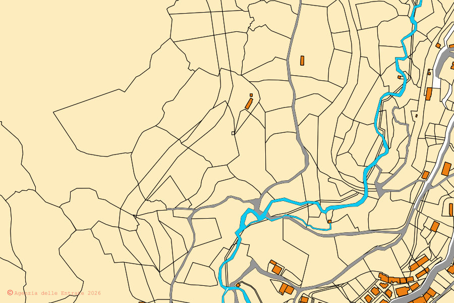 Mappa catastale del centro di Belvì: particelle e fabbricati, cartografia Agenzia delle Entrate