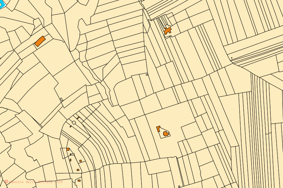 Mappa catastale del centro di Bene Vagienna: particelle e fabbricati, cartografia Agenzia delle Entrate