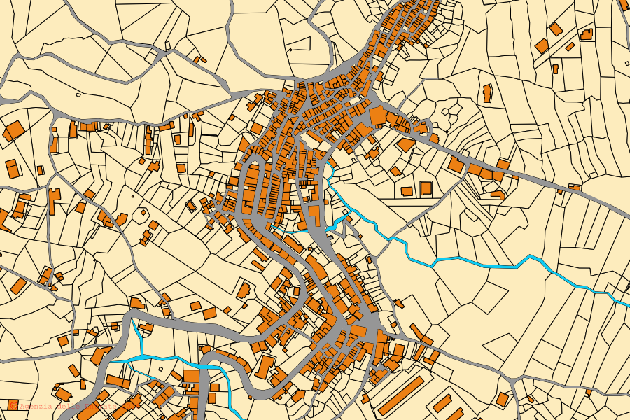 Mappa catastale del centro di Benestare: particelle e fabbricati, cartografia Agenzia delle Entrate