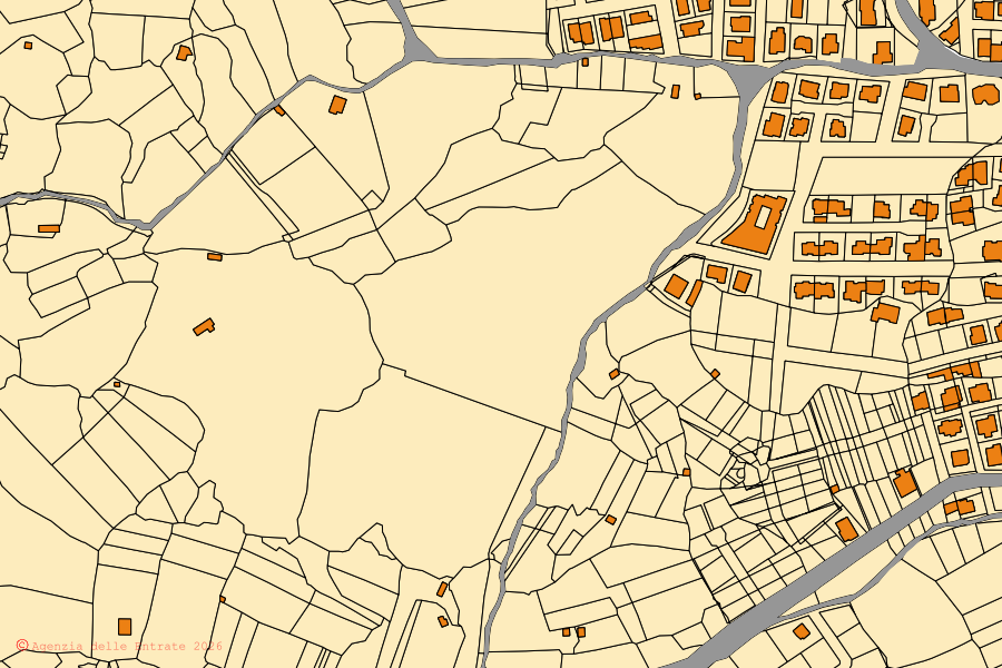 Mappa catastale del centro di Benetutti: particelle e fabbricati, cartografia Agenzia delle Entrate