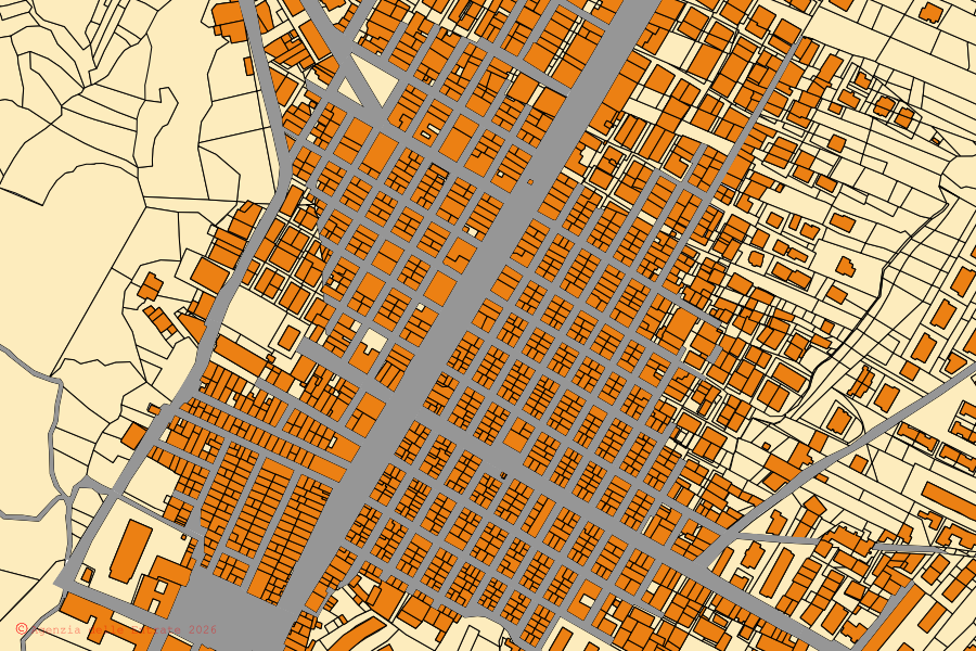 Mappa catastale del centro di Bernalda: particelle e fabbricati, cartografia Agenzia delle Entrate