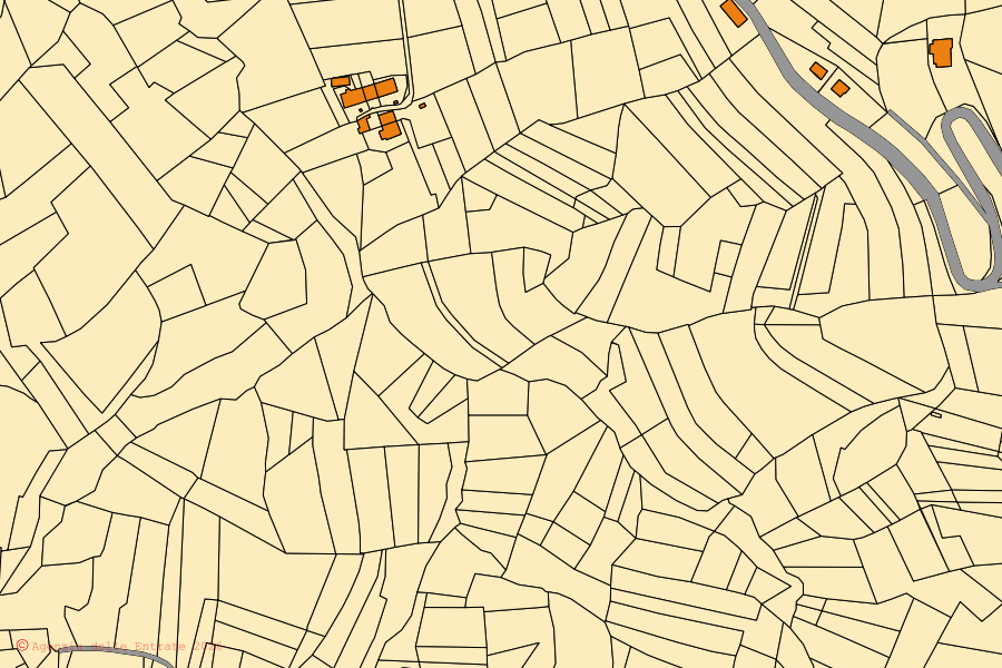 Mappa catastale del centro di Berzano di San Pietro: particelle e fabbricati, cartografia Agenzia delle Entrate