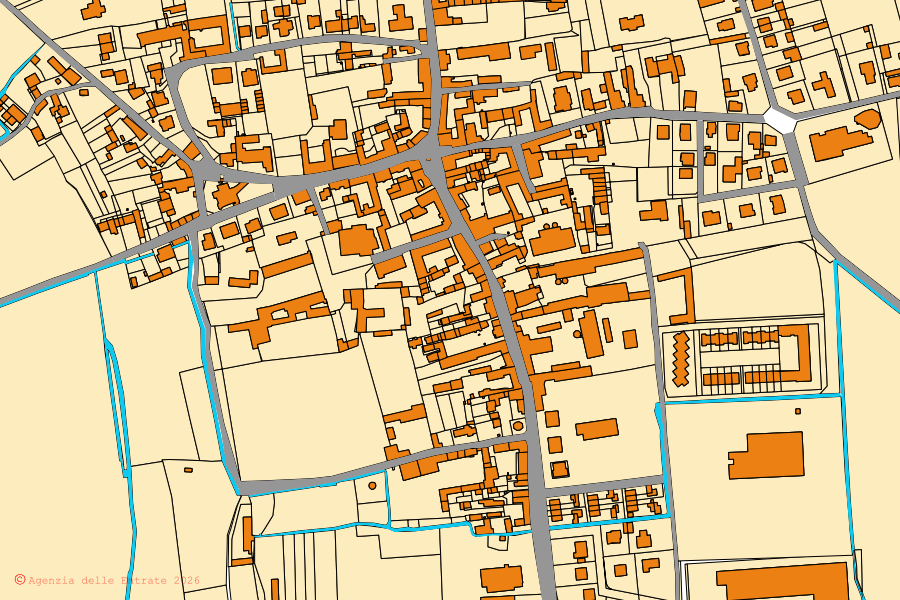 Mappa catastale del centro di Besate: particelle e fabbricati, cartografia Agenzia delle Entrate