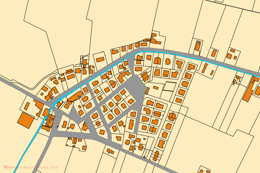 Mappa catastale del centro di Besenzone: particelle e fabbricati, cartografia Agenzia delle Entrate