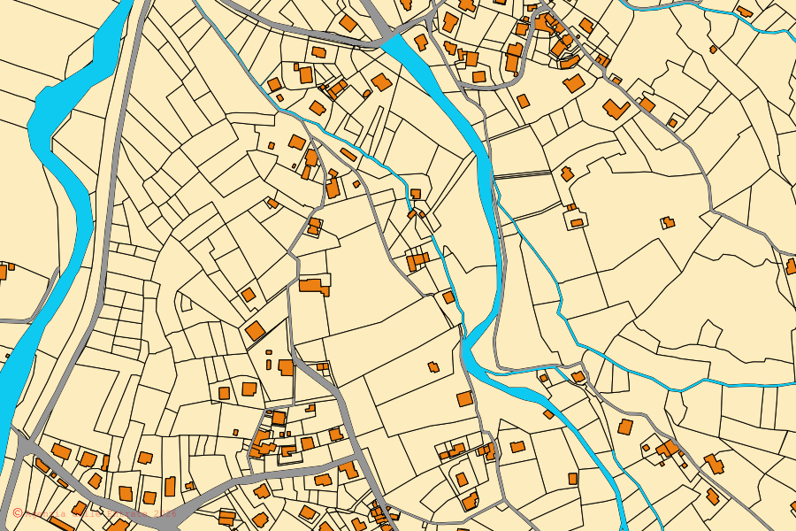 Mappa catastale del centro di Beverino: particelle e fabbricati, cartografia Agenzia delle Entrate