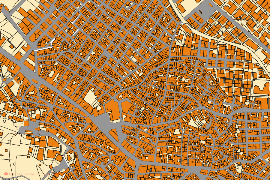 Mappa catastale del centro di Biancavilla: particelle e fabbricati, cartografia Agenzia delle Entrate