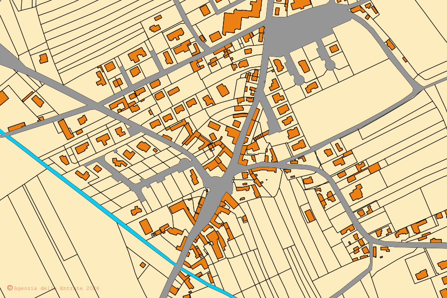 Mappa catastale del centro di Bicinicco: particelle e fabbricati, cartografia Agenzia delle Entrate