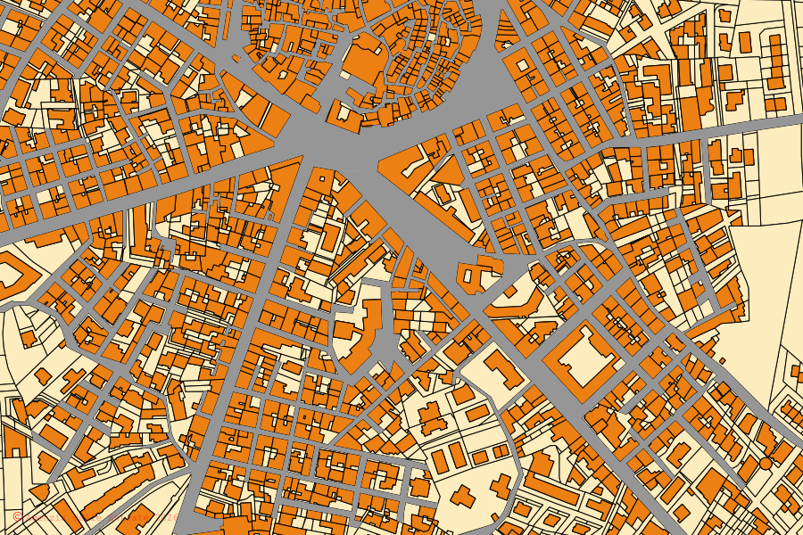 Mappa catastale del centro di Bitetto: particelle e fabbricati, cartografia Agenzia delle Entrate