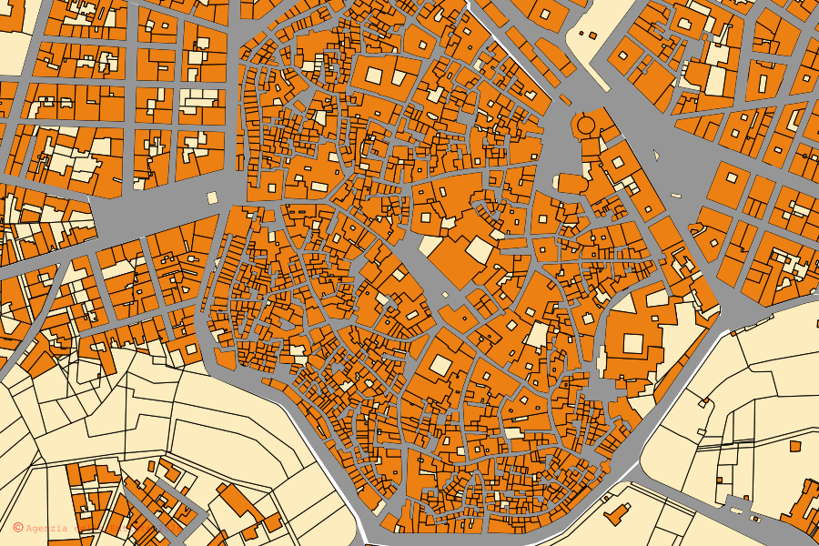 Mappa catastale del centro di Bitonto: particelle e fabbricati, cartografia Agenzia delle Entrate