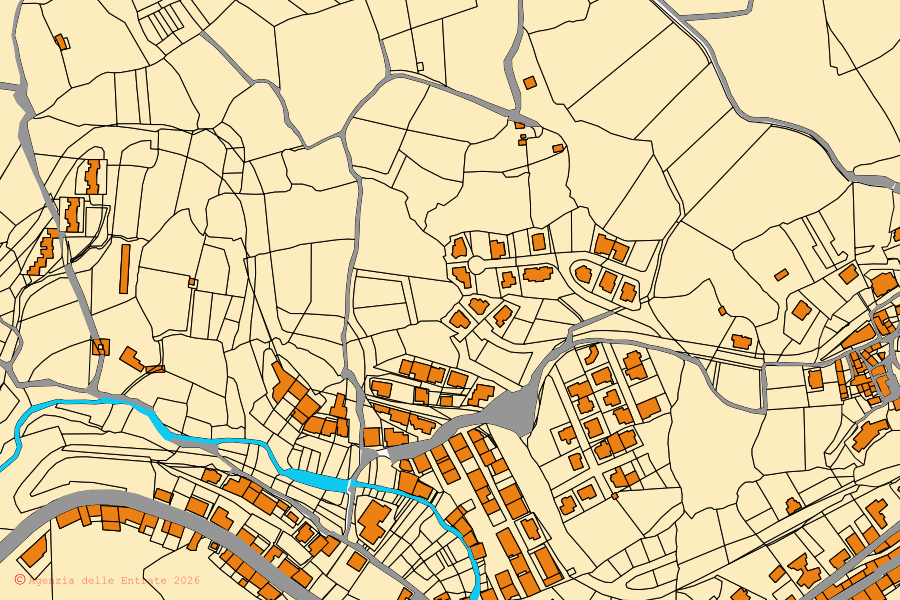 Mappa catastale del centro di Bitti: particelle e fabbricati, cartografia Agenzia delle Entrate