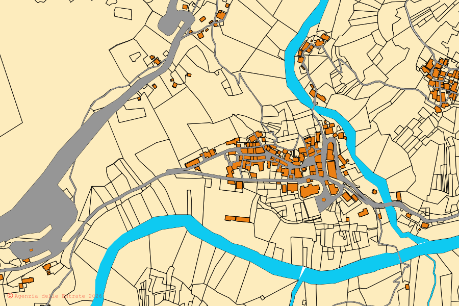 Mappa catastale del centro di Boccioleto: particelle e fabbricati, cartografia Agenzia delle Entrate