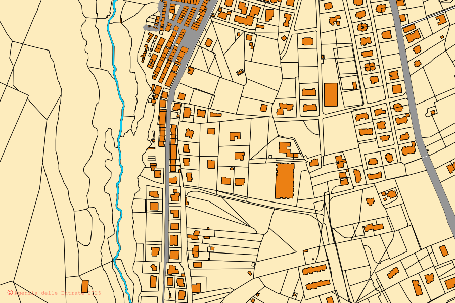 Mappa catastale del centro di Bomarzo: particelle e fabbricati, cartografia Agenzia delle Entrate