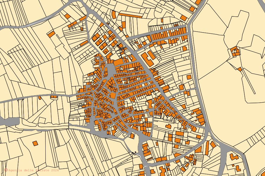 Mappa catastale del centro di Bompietro: particelle e fabbricati, cartografia Agenzia delle Entrate