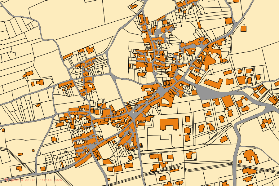 Mappa catastale del centro di Bonea: particelle e fabbricati, cartografia Agenzia delle Entrate