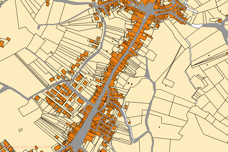 Mappa catastale del centro di Bonito: particelle e fabbricati, cartografia Agenzia delle Entrate