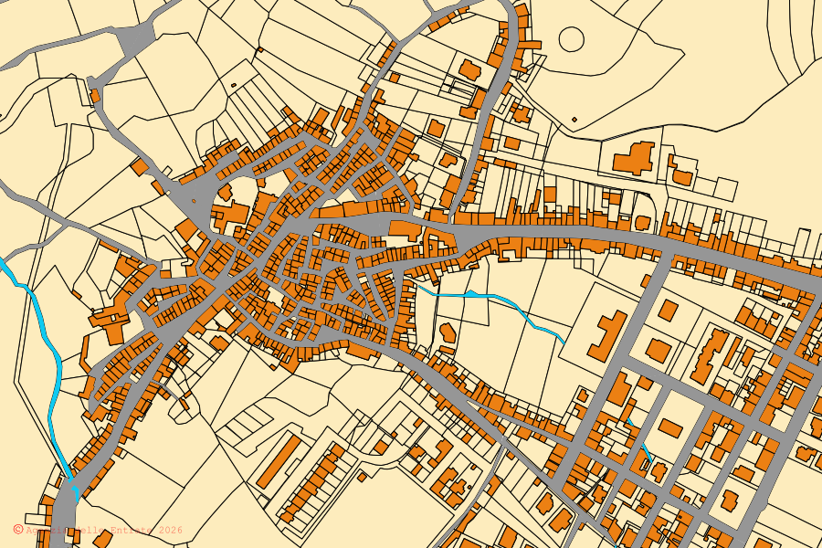 Mappa catastale del centro di Bonnanaro: particelle e fabbricati, cartografia Agenzia delle Entrate