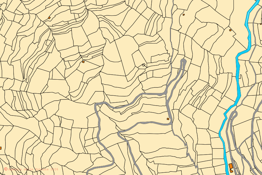 Mappa catastale del centro di Borghetto d'Arroscia: particelle e fabbricati, cartografia Agenzia delle Entrate