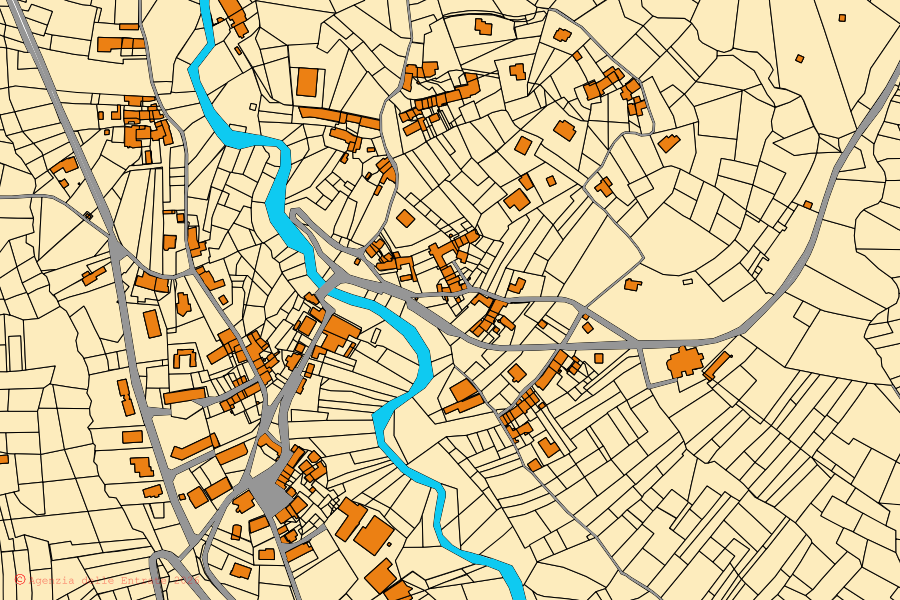 Mappa catastale del centro di Borgiallo: particelle e fabbricati, cartografia Agenzia delle Entrate