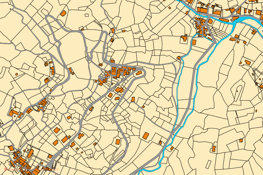 Mappa catastale del centro di Borgo a Mozzano: particelle e fabbricati, cartografia Agenzia delle Entrate