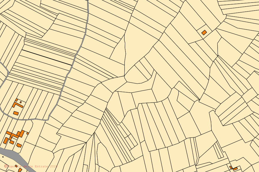 Mappa catastale del centro di Borgo d'Ale: particelle e fabbricati, cartografia Agenzia delle Entrate