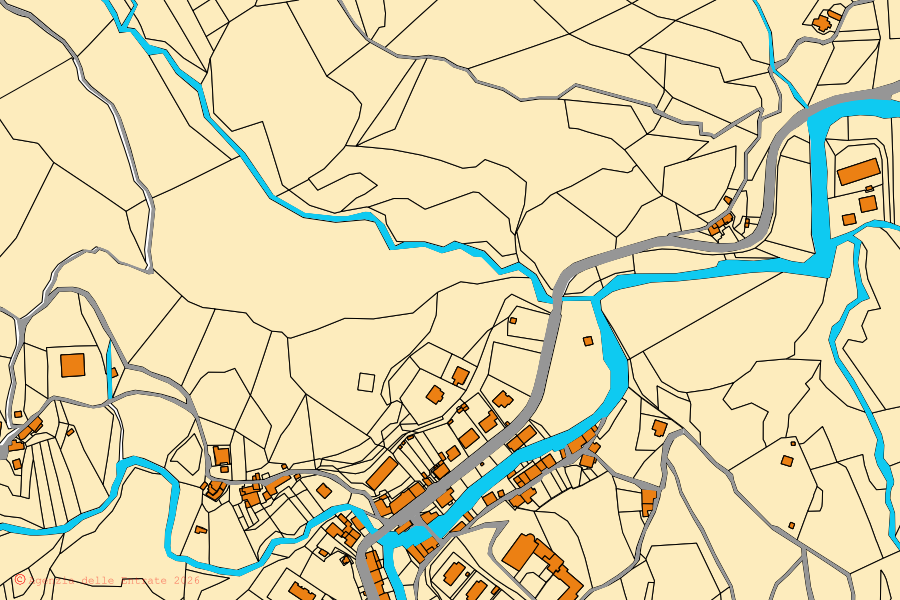 Mappa catastale del centro di Borgo Pace: particelle e fabbricati, cartografia Agenzia delle Entrate