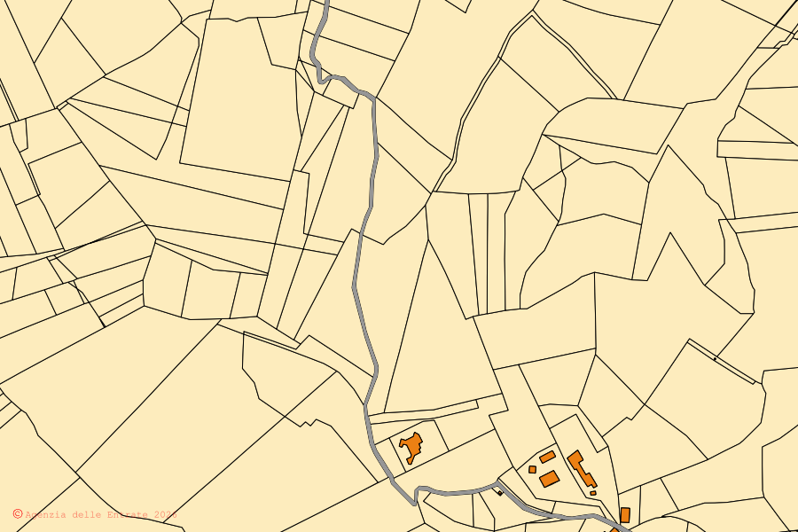 Mappa catastale del centro di Borgo Priolo: particelle e fabbricati, cartografia Agenzia delle Entrate