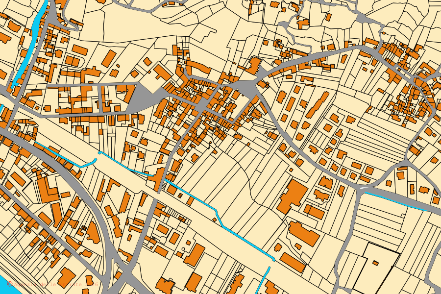 Mappa catastale del centro di Borgone Susa: particelle e fabbricati, cartografia Agenzia delle Entrate