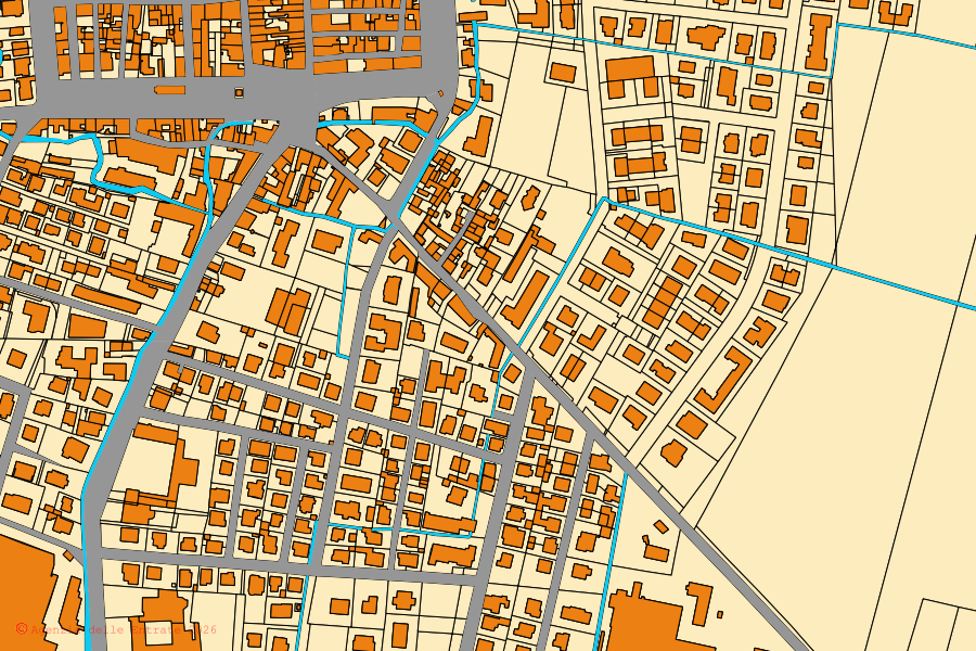 Mappa catastale del centro di Borgonovo Val Tidone: particelle e fabbricati, cartografia Agenzia delle Entrate