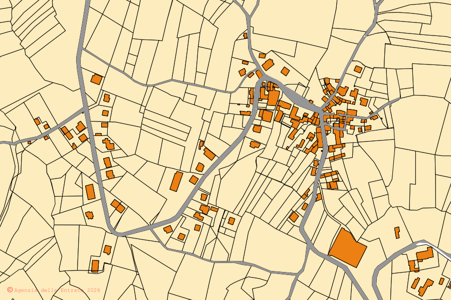 Mappa catastale del centro di Borgoratto Mormorolo: particelle e fabbricati, cartografia Agenzia delle Entrate